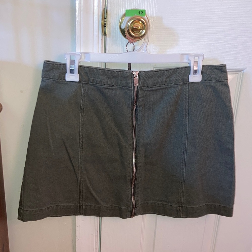 Army green / olive green zipper skirt